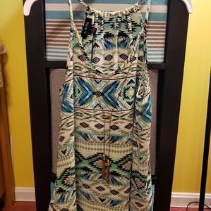 Multicolored A. Byer tank with glad necklace